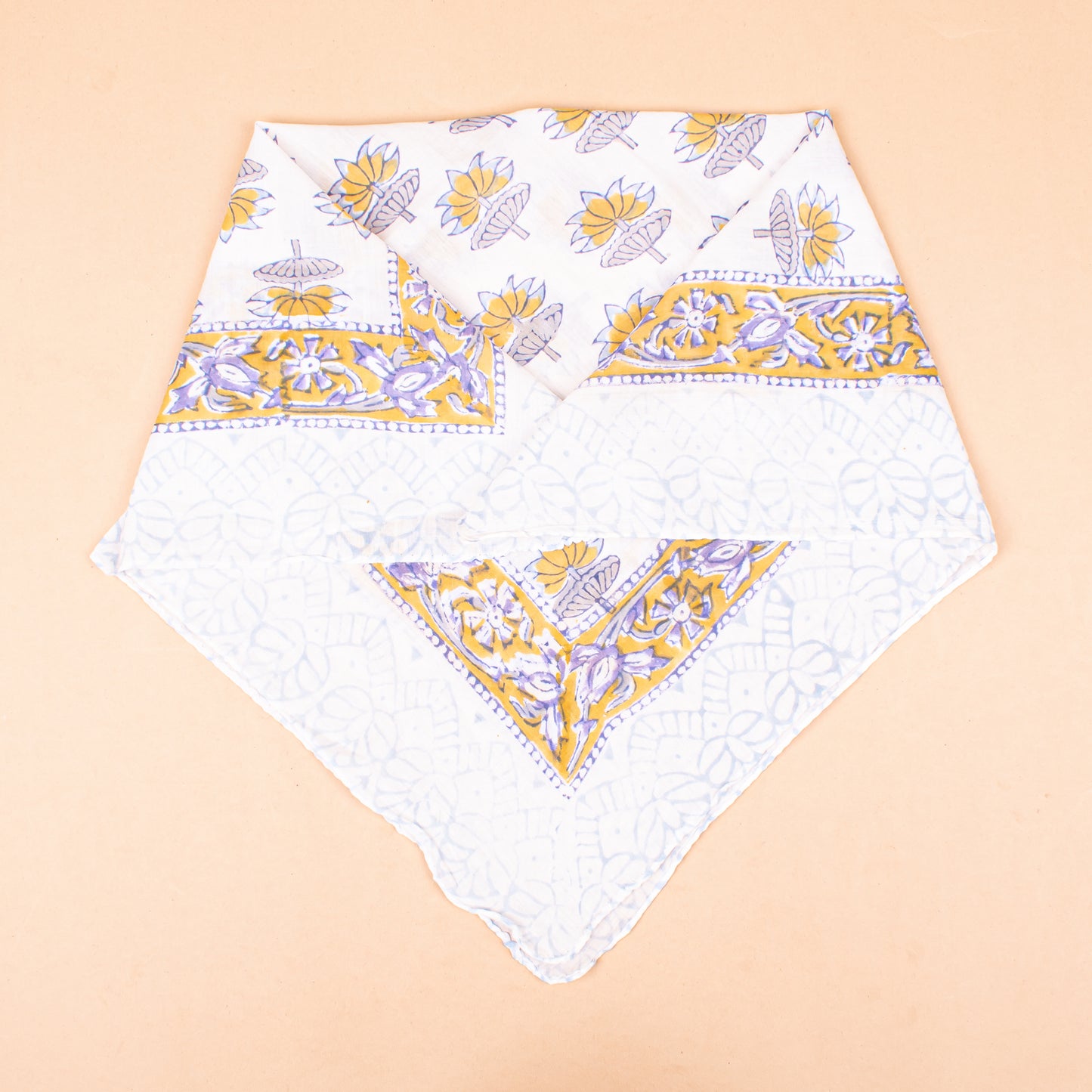 Set of 7 - Handmade Paisley Cotton Bandana, Block Printed Organic Scarf, Lightweight Neck Or Hair Wrap, Boho Unisex Accessory, Sustainable Gift Idea