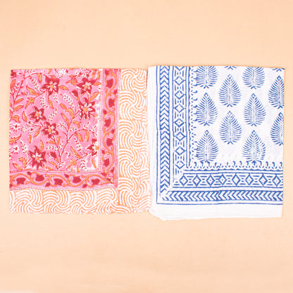 Set of 7 - Handmade Paisley Cotton Bandana, Block Printed Organic Scarf, Lightweight Neck Or Hair Wrap, Boho Unisex Accessory, Sustainable Gift Idea