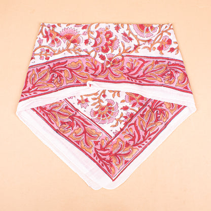 Set of 7 - Block Printed Cotton Bandana, Unisex Fashion Gift For Men & Women, Bohemian Paisley Design, Handmade Neck Or Hair Scarf
