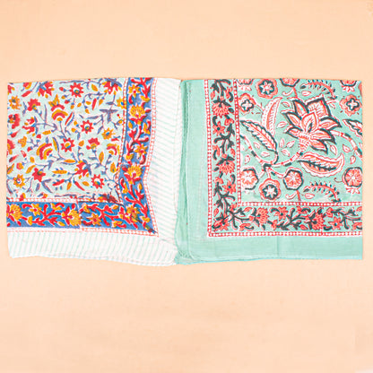 Set of 7 - Block Printed Cotton Bandana, Unisex Fashion Gift For Men & Women, Bohemian Paisley Design, Handmade Neck Or Hair Scarf