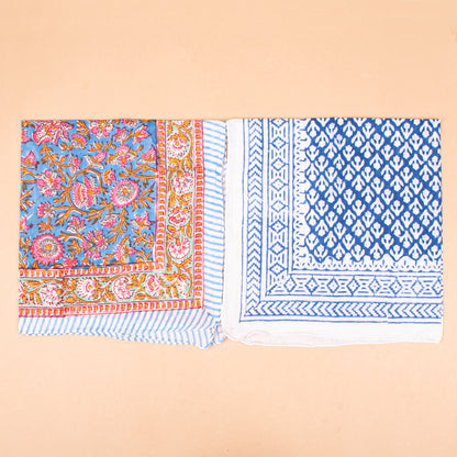 Set of 7 - Block Printed Cotton Bandana, Unisex Fashion Gift For Men & Women, Bohemian Paisley Design, Handmade Neck Or Hair Scarf