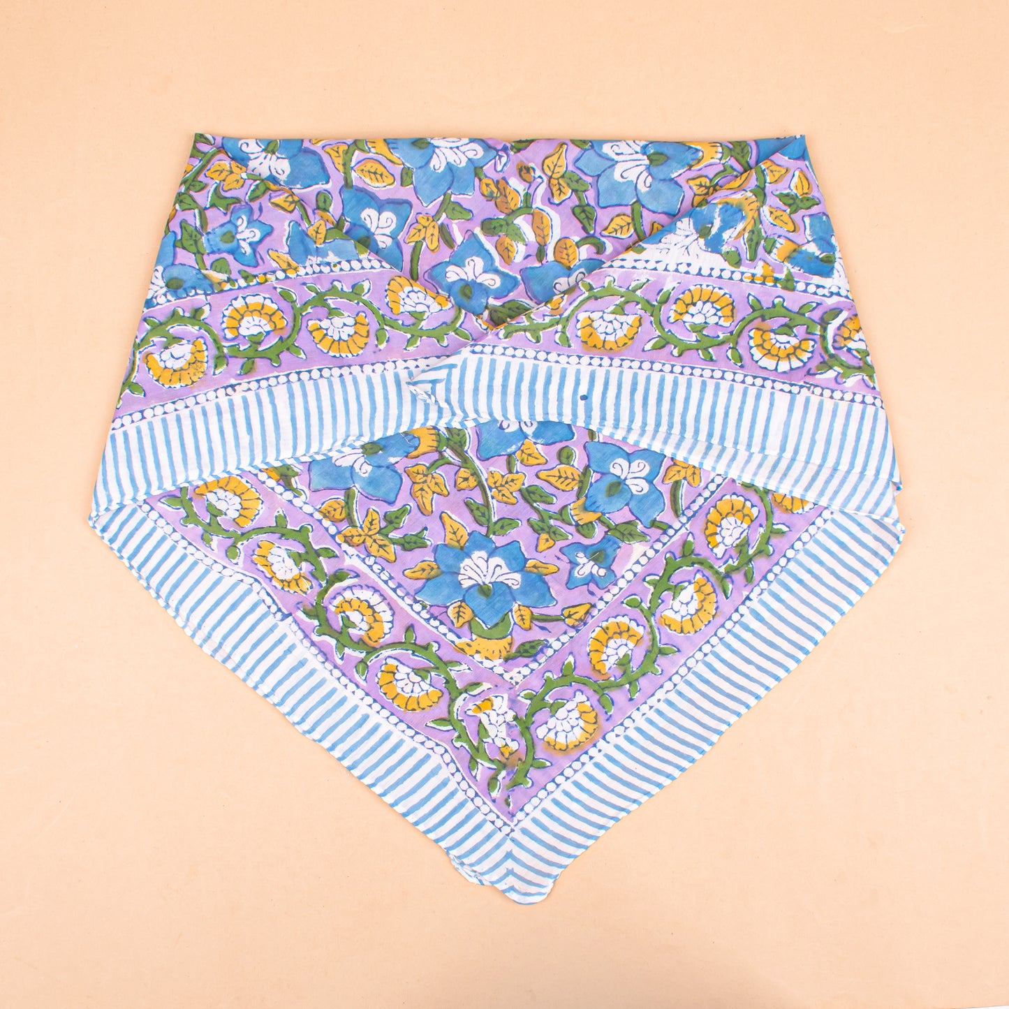 Set of 7 - Handcrafted Organic Cotton Bandana, Paisley Boho Scarf, Block Printed Hair Or Neck Wrap, Lightweight Sustainable Accessory