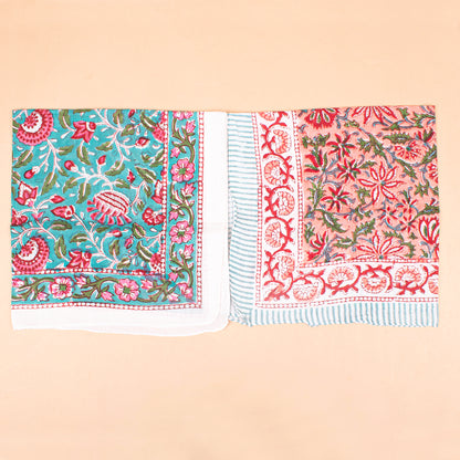 Set of 7 - Lightweight Hair Or Neck Wrap, Block Printed Organic Cotton Bandana, Handmade Paisley Scarf, Unisex Boho Accessory, Eco-Friendly Gift