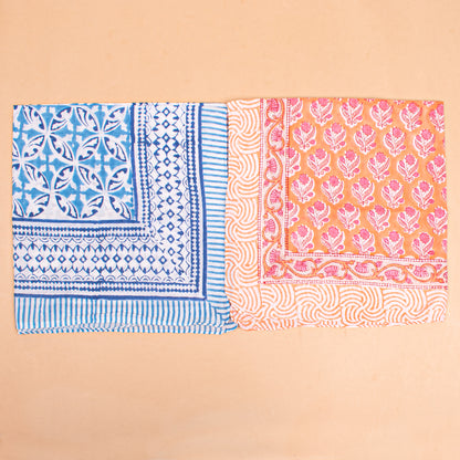 Set of 7 - Handmade Boho Cotton Bandanas, Organic Lightweight Hair, Wrist Or Neck Wrap, Block Printed Paisley Scarf, Perfect Eco-Friendly Gift Idea For All