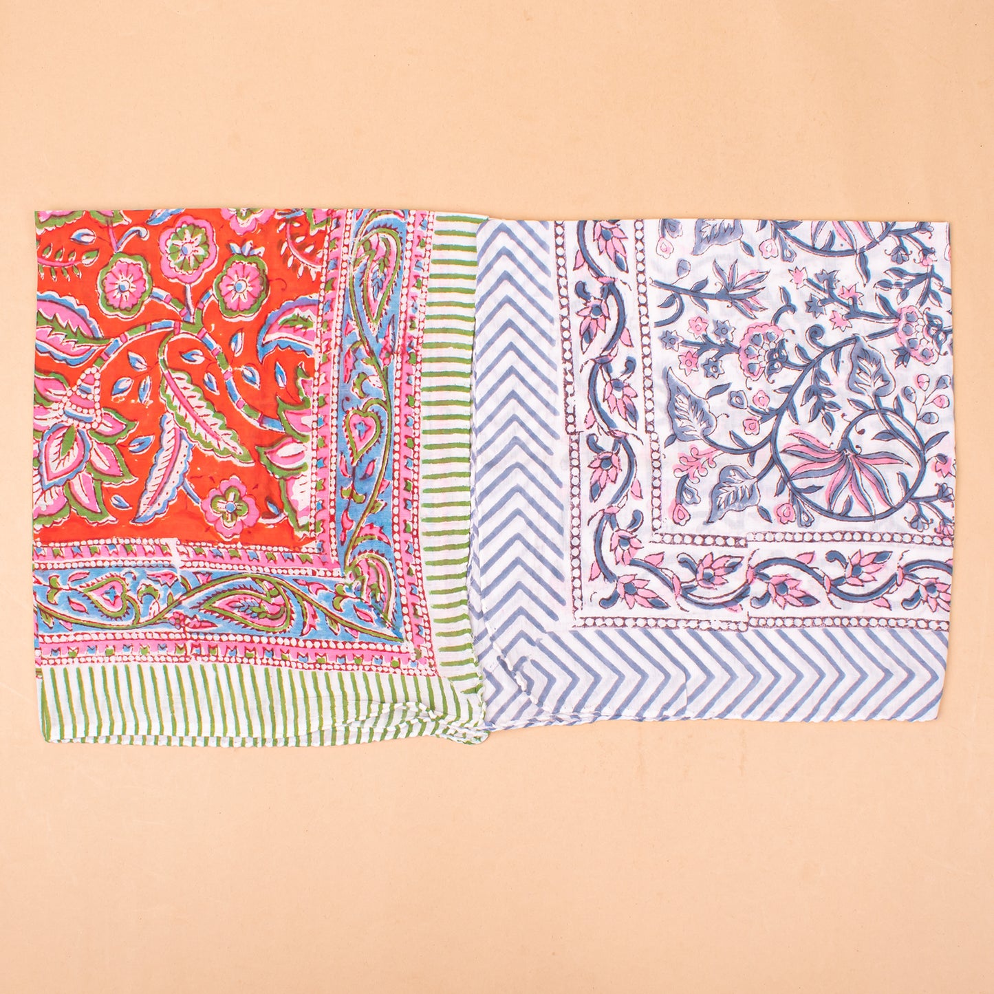 Set of 7 - Handmade Boho Cotton Bandanas, Organic Lightweight Hair, Wrist Or Neck Wrap, Block Printed Paisley Scarf, Perfect Eco-Friendly Gift Idea For All