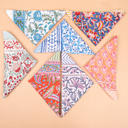 Set of 7 - Handmade Boho Cotton Bandanas, Organic Lightweight Hair, Wrist Or Neck Wrap, Block Printed Paisley Scarf, Perfect Eco-Friendly Gift Idea For All