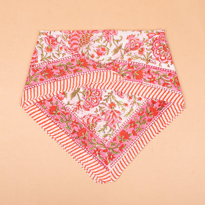 Set of 7 - Floral Bohemian Cotton Bandana, Hand Block Printed Organic Scarf, Lightweight Hair Or Neck Wrap, Unisex Sustainable Accessory, Handmade Gift