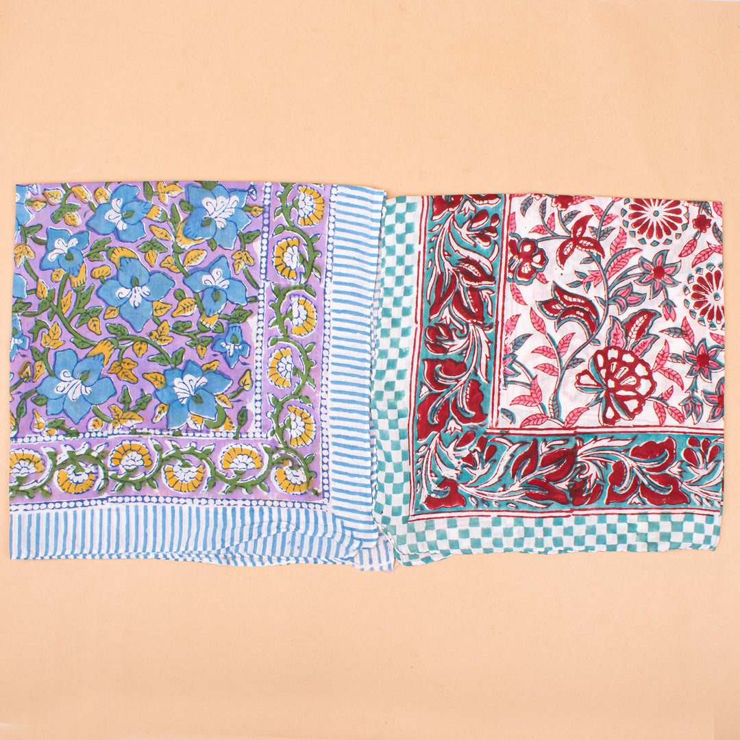 Set of 7 – Floral Cotton Bandanas | Printed Head Scarf &amp; Hair Wrap