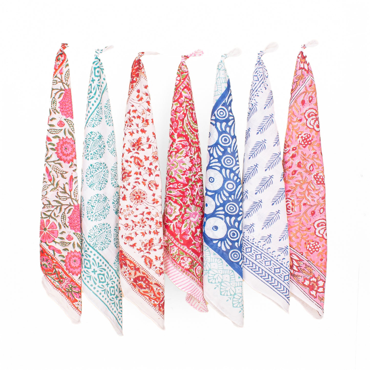 Set of 7 - Paisley Print Cotton Bandana, Handmade Organic Scarf, Cotton Wrist, Hair Or Neck Wrap, Boho Unisex Fashion Gift, Eco-Friendly Sustainable Accessory