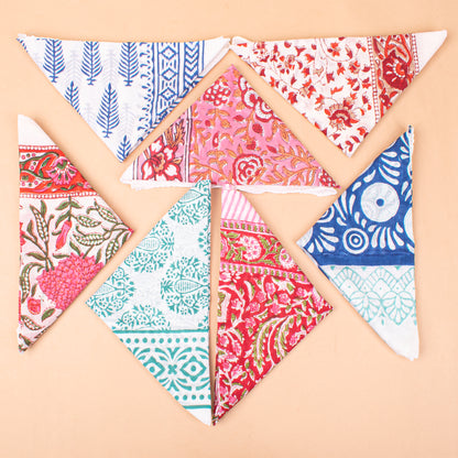Set of 7 - Paisley Print Cotton Bandana, Handmade Organic Scarf, Cotton Wrist, Hair Or Neck Wrap, Boho Unisex Fashion Gift, Eco-Friendly Sustainable Accessory