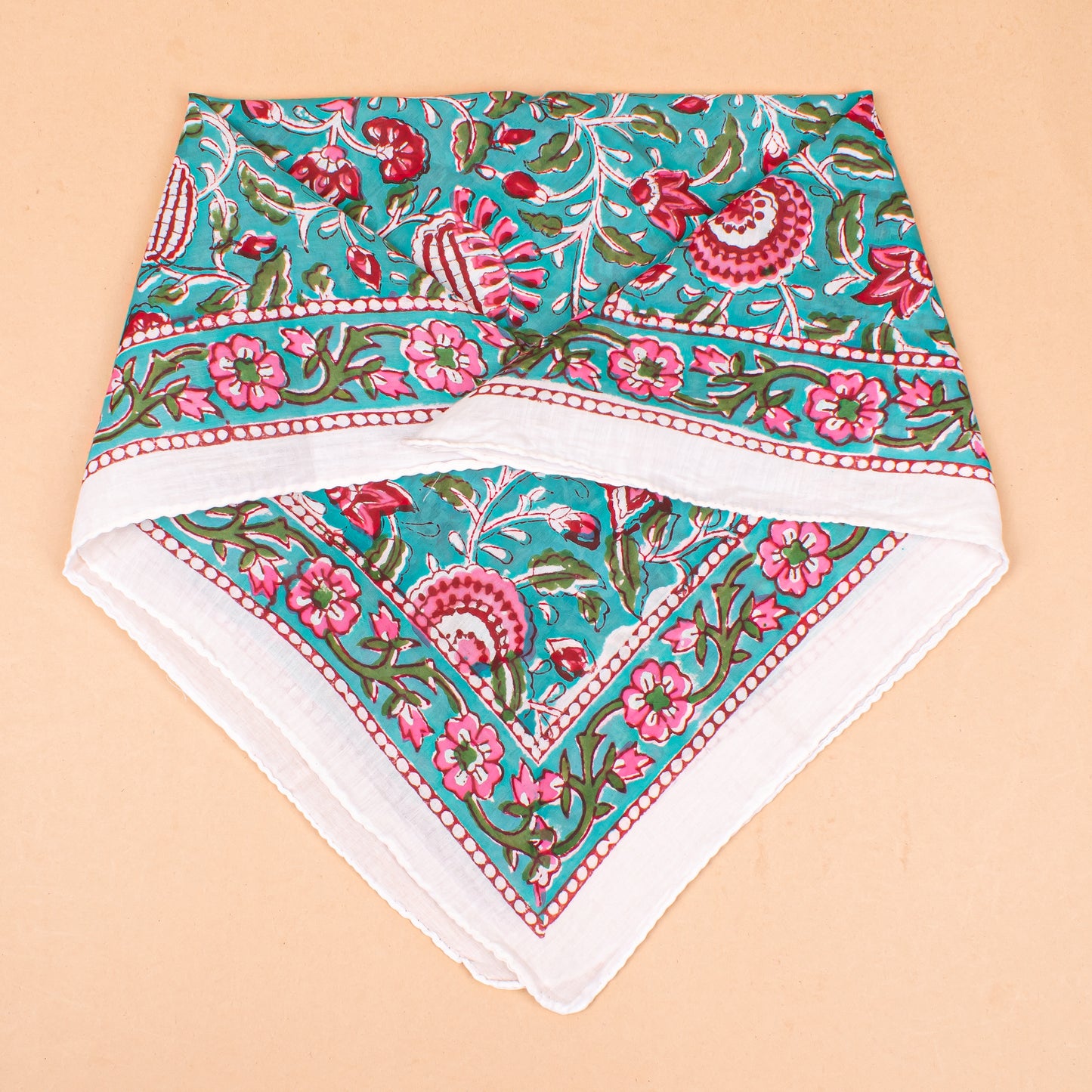 Set of 7 - Lightweight Handmade Cotton Bandana, Block Printed Organic Scarf, Bohemian Paisley And Floral Hair Or Neck Wrap, Sustainable Unisex Fashion Gift