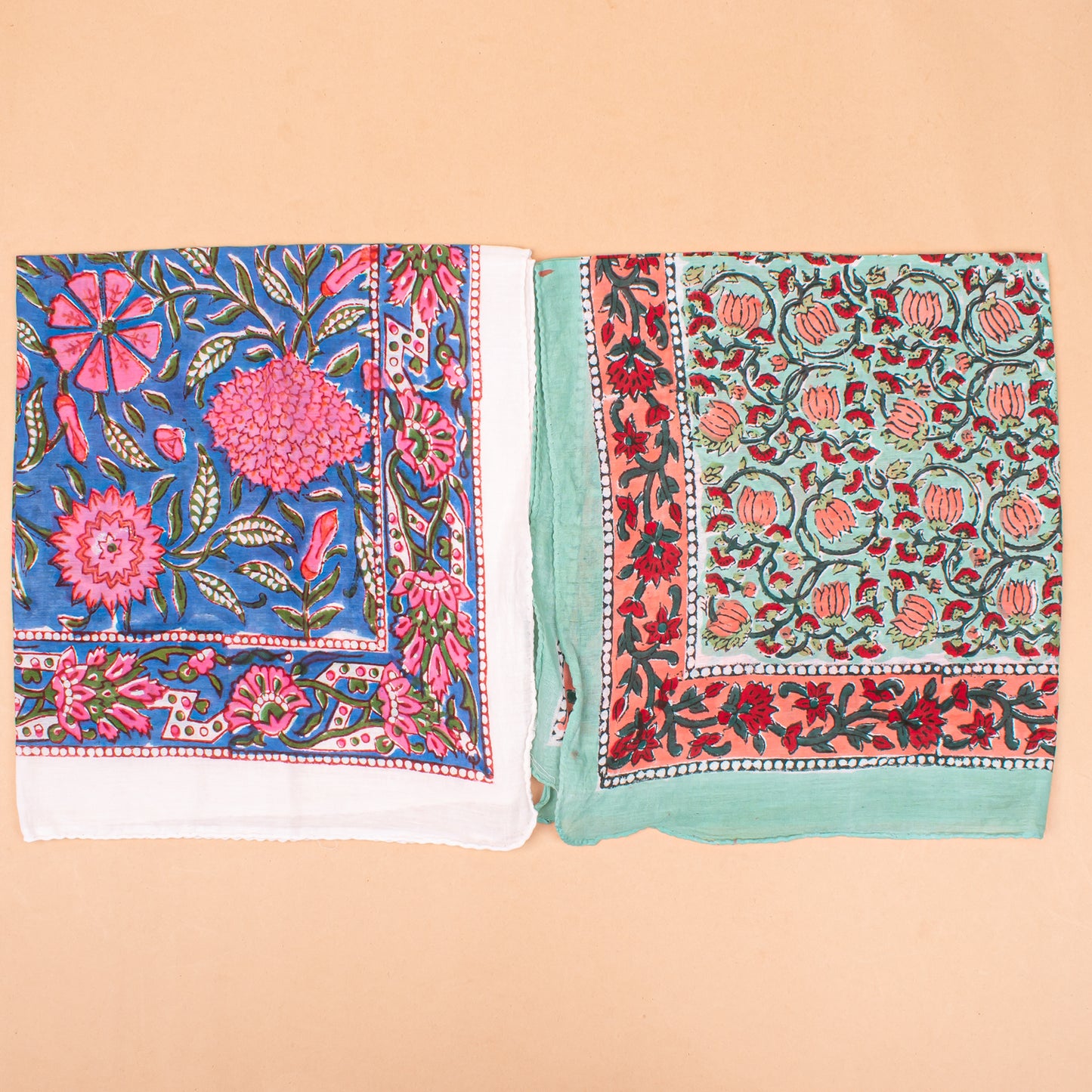 Set of 7 - Handcrafted Organic Cotton Bandana, Artistic Boho Paisley Scarf, Eco-Friendly Neck Or Hair Wrap, Sustainable Accessory, Unique Gift For Her Or Him