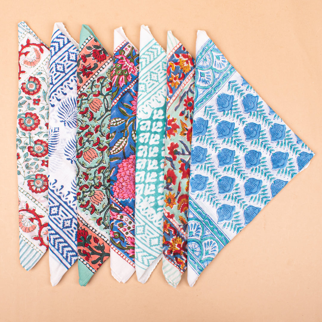 Set of 7 – Paisley Cotton Bandanas | Boho Head Scarf &amp; Hair Wrap