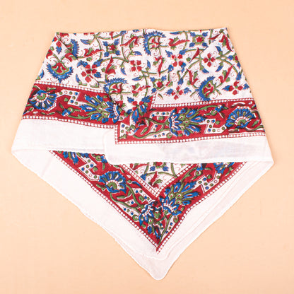 Set of 7 - Boho Paisley & Floral Cotton Bandana, Hand Block Printed Organic Scarf, Lightweight Hair Or Neck Wrap, Handmade Eco-Friendly Fashion Gift, Cotton Bandanas