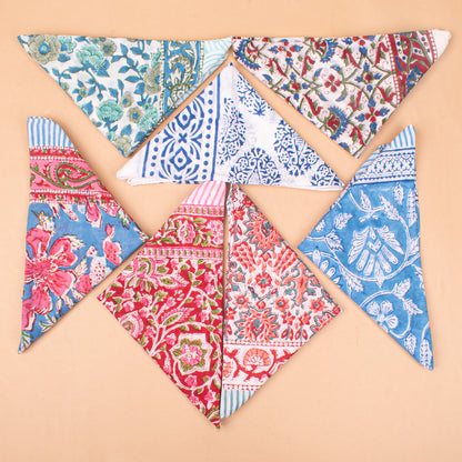 Set of 7 - Boho Paisley & Floral Cotton Bandana, Hand Block Printed Organic Scarf, Lightweight Hair Or Neck Wrap, Handmade Eco-Friendly Fashion Gift, Cotton Bandanas