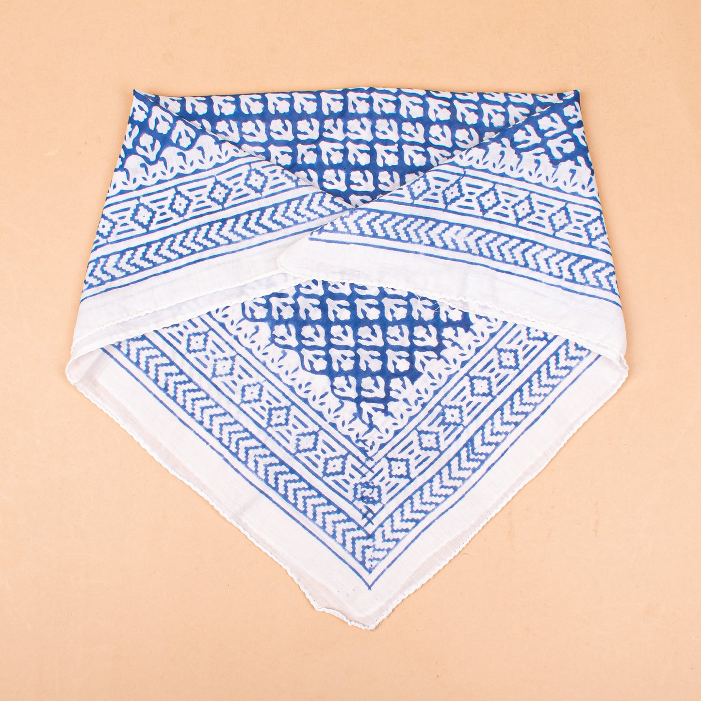 Set of 7 - Block Printed Organic Cotton Bandana, Lightweight Handmade Scarf, Boho Paisley And Floral Hair Or Neck Wrap, Eco-Friendly Unisex Fashion Gift