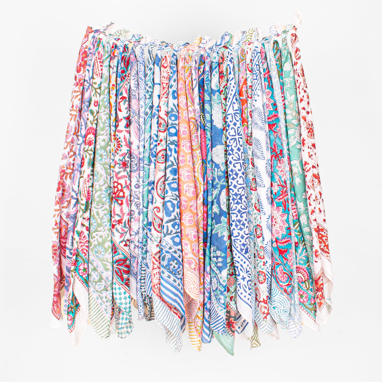 Set of 100 - Handcrafted Block Printed Cotton Bandana, Floral Paisley Scarf, Block Printed Design Hair Or Neck Wrap, Bohemian Unisex Accessory To All