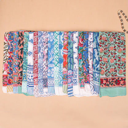 Set of 95 - Floral Paisley Organic Cotton Bandana, Hand Block Printed Lightweight Scarf, Boho Hair Or Neck Wrap, Sustainable Fashion Accessory, Eco-Friendly Gift Idea