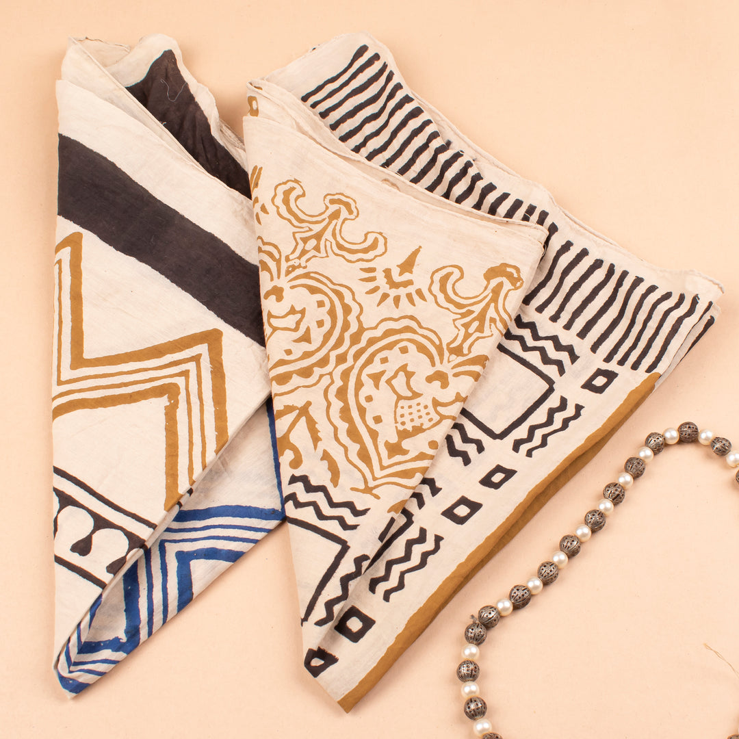 Set of 2 – Vintage Cotton Bandanas | Neck Scarf &amp; Head Wrap