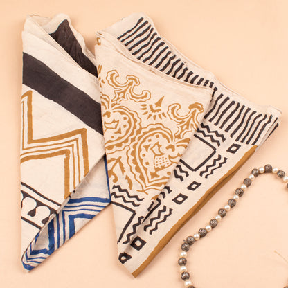 Set of 2 - Pure Cotton Bandana Scarf, Vintage Style Cotton Hanky For Men & Women, Stylish Cotton Accessories, Neck & Wrist Tie, Cotton Hanky Gift