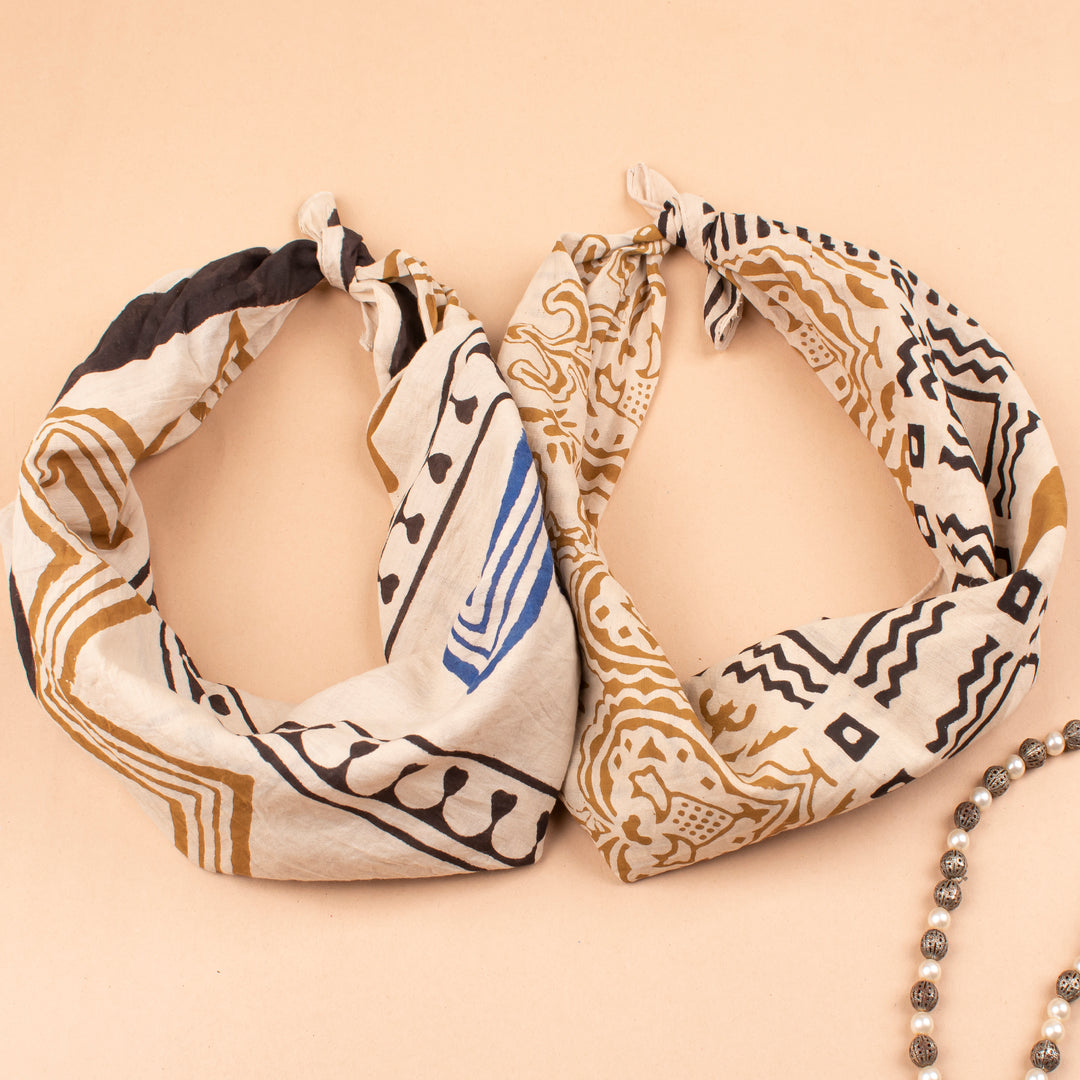 Set of 2 – Vintage Cotton Bandanas | Neck Scarf &amp; Head Wrap