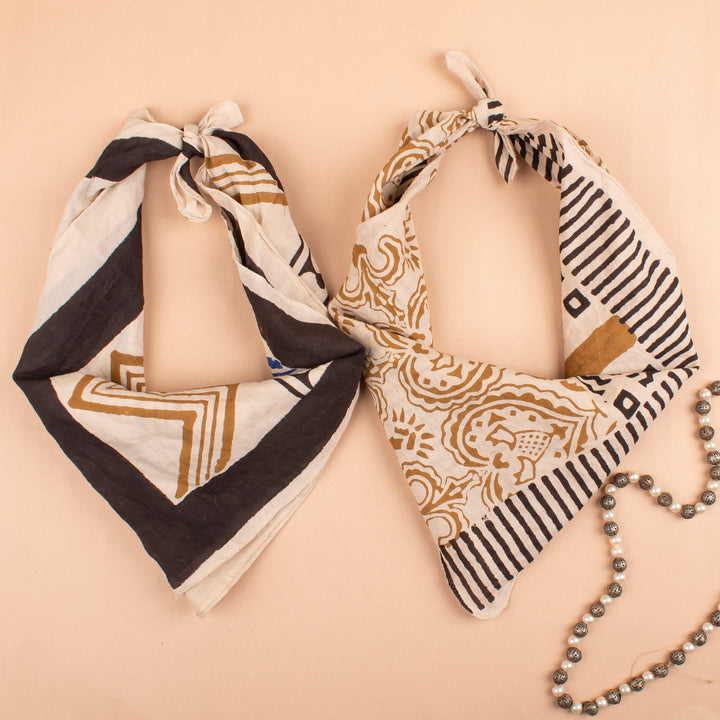 Set of 2 – Vintage Cotton Bandanas | Neck Scarf &amp; Head Wrap