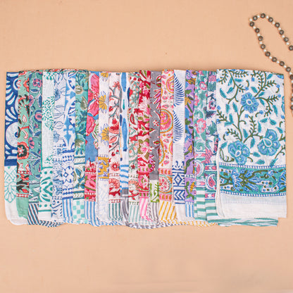 Set of 90 - Handmade Cotton Bandana, Organic Block Printed Boho Scarf, Cotton Face, Neck Or Hair Wrap, Sustainable Fashion Gift, Floral Design For All