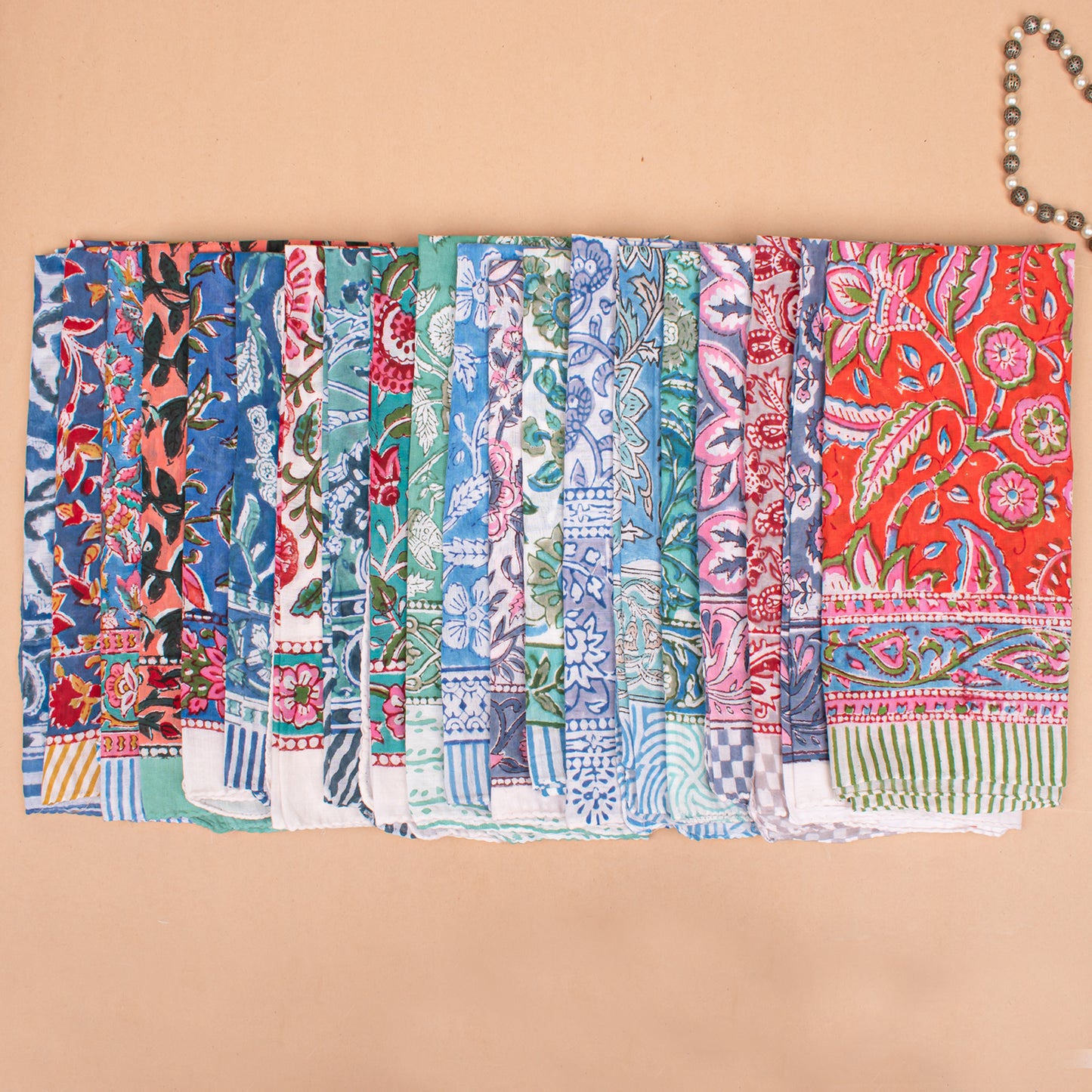 Set of 85 - Lightweight Boho Cotton Bandana, Handcrafted Organic Scarf, Block Printed Hair Or Neck Wrap, Unisex Sustainable Fashion Accessory, Eco-Friendly Gift