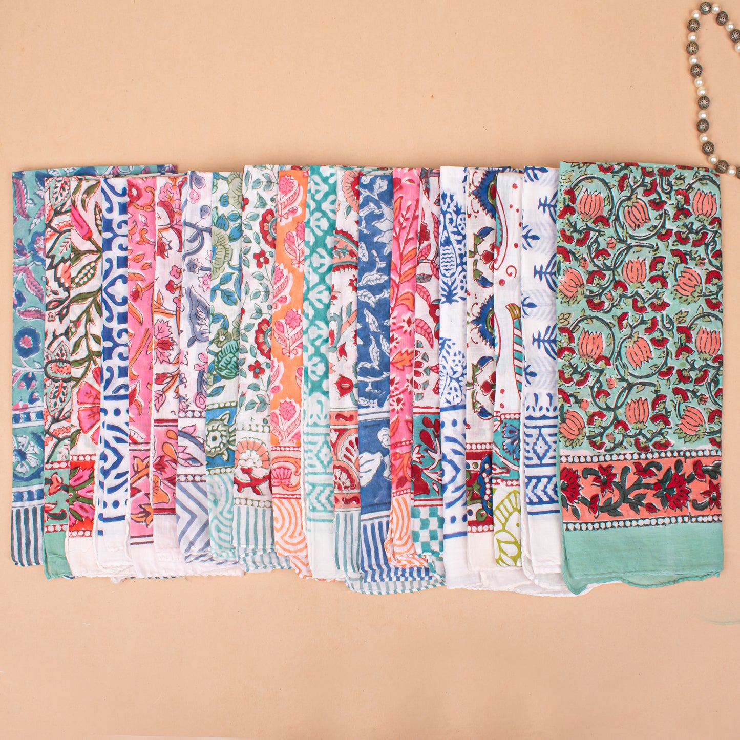 Set of 85 - Lightweight Boho Cotton Bandana, Handcrafted Organic Scarf, Block Printed Hair Or Neck Wrap, Unisex Sustainable Fashion Accessory, Eco-Friendly Gift