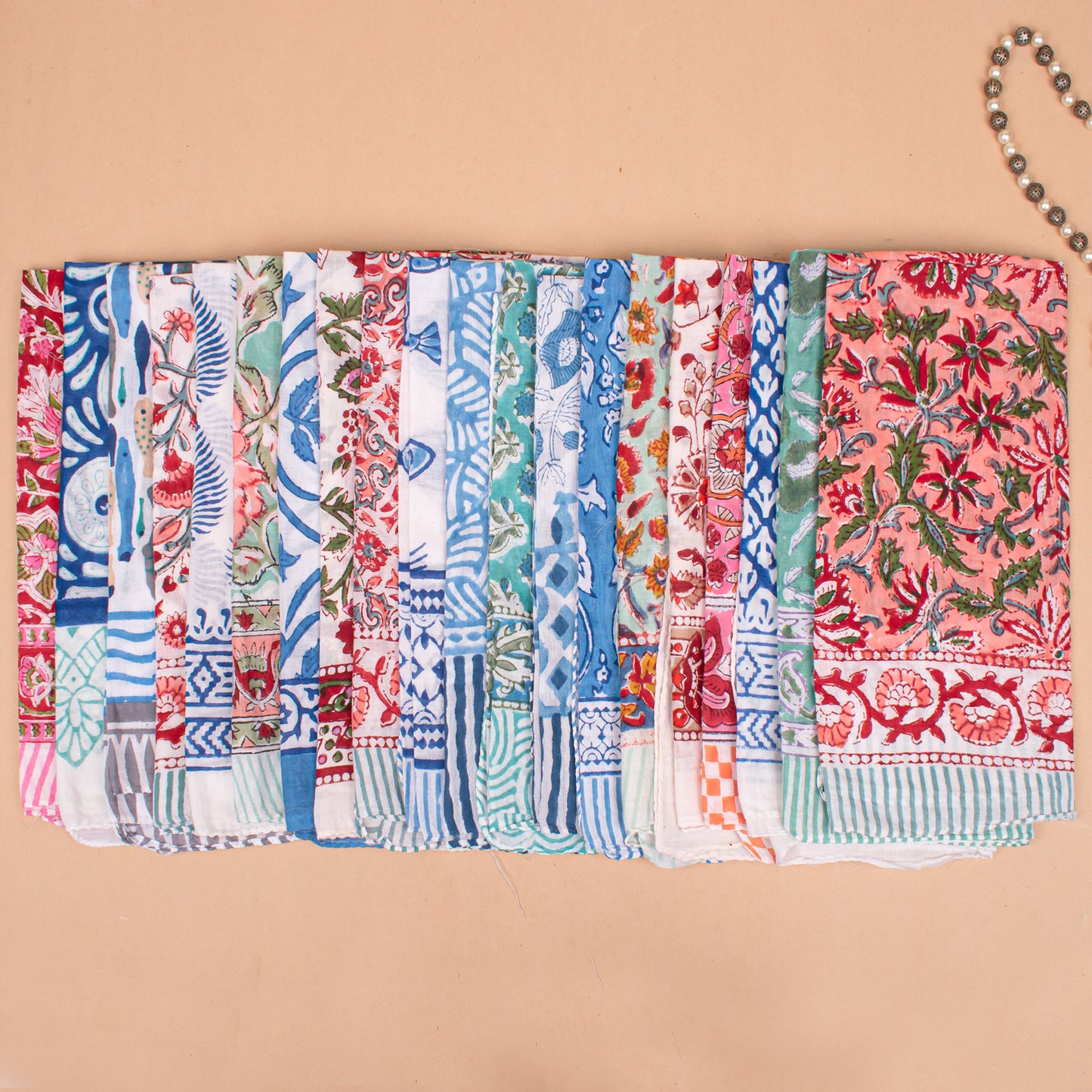Set of 85 - Lightweight Boho Cotton Bandana, Handcrafted Organic Scarf, Block Printed Hair Or Neck Wrap, Unisex Sustainable Fashion Accessory, Eco-Friendly Gift