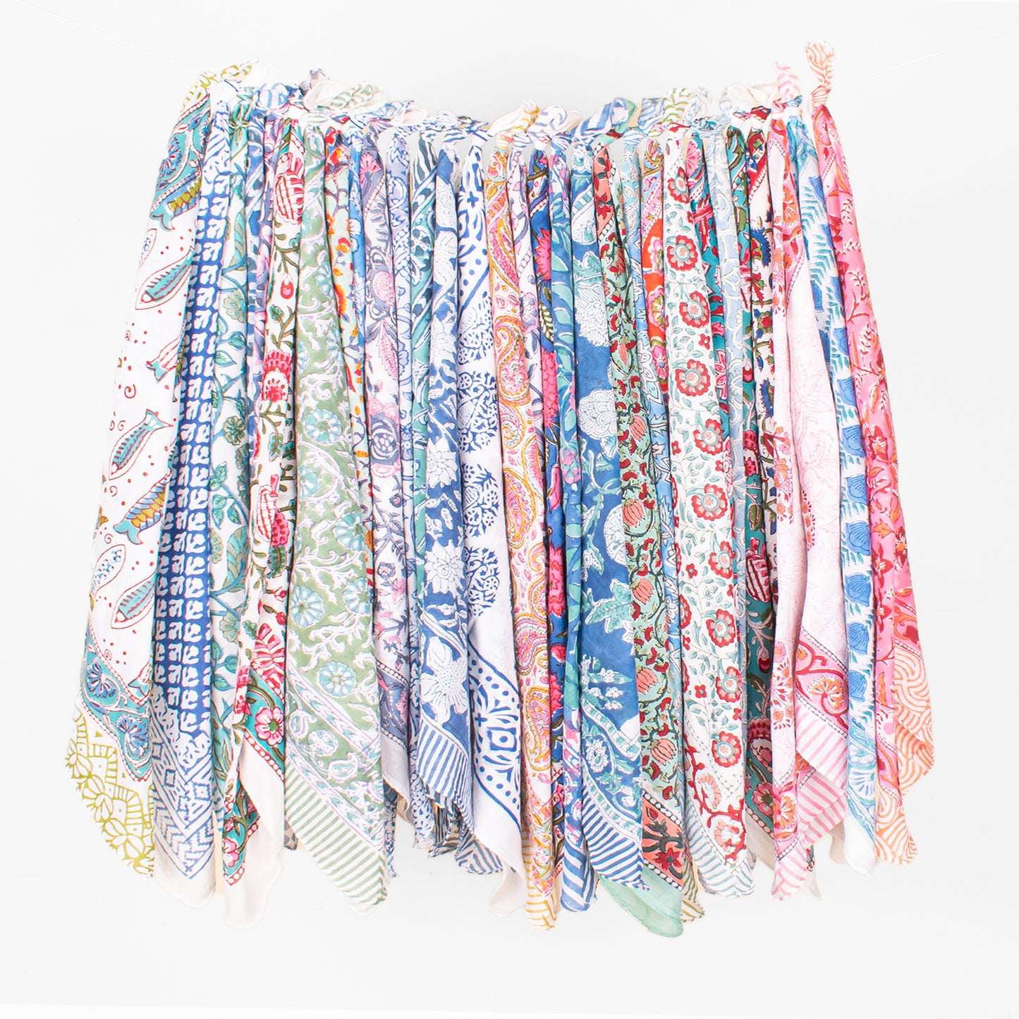 Set of 80 - Handmade Cotton Bandana, Organic Block Printed Scarf, Lightweight Paisley Hair Or Neck Wrap, Sustainable Unisex Fashion Gift For All