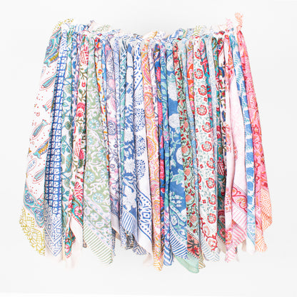 Set of 80 - Handmade Cotton Bandana, Organic Block Printed Scarf, Lightweight Paisley Hair Or Neck Wrap, Sustainable Unisex Fashion Gift For All