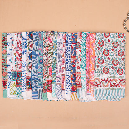 Set of 80 - Handmade Cotton Bandana, Organic Block Printed Scarf, Lightweight Paisley Hair Or Neck Wrap, Sustainable Unisex Fashion Gift For All