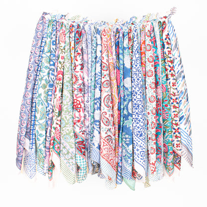 Set of 75 - Hand Block Printed Floral Cotton Bandana, Lightweight Accessory For Pet & Bikers, Bohemian Hair Or Neck Wrap, Sustainable Artisan Gift Accessory