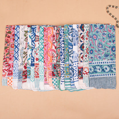 Set of 70 - Paisley Floral Boho Cotton Bandana, Handmade Organic Scarf, Lightweight Hair Or Neck Wrap, Sustainable Gift, Unisex Eco-Friendly Accessory