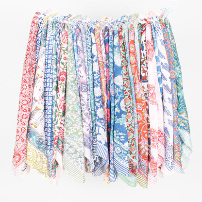 Set of 65 - Organic Block Printed Cotton Bandana, Handmade Lightweight Paisley Scarf, Boho Hair Or Neck Wrap, Sustainable Fashion Accessory, Eco-Friendly Gift