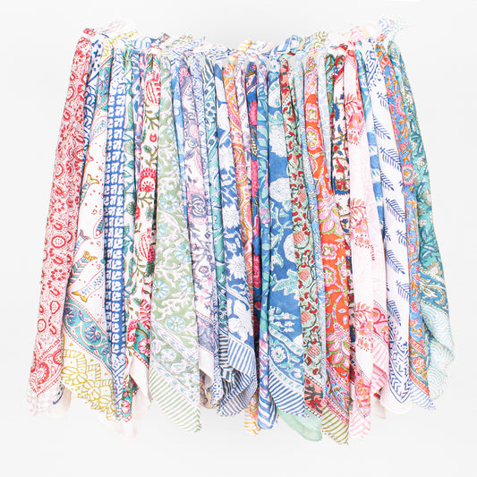 Set of 65 - Organic Block Printed Cotton Bandana, Handmade Lightweight Paisley Scarf, Boho Hair Or Neck Wrap, Sustainable Fashion Accessory, Eco-Friendly Gift