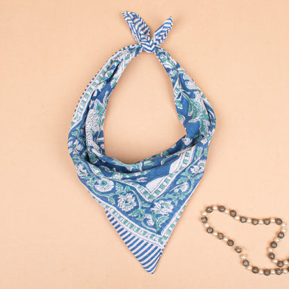 Set of 65 - Organic Block Printed Cotton Bandana, Handmade Lightweight Paisley Scarf, Boho Hair Or Neck Wrap, Sustainable Fashion Accessory, Eco-Friendly Gift