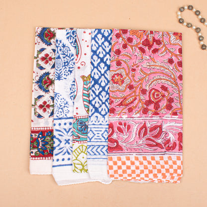 Set of 65 - Organic Block Printed Cotton Bandana, Handmade Lightweight Paisley Scarf, Boho Hair Or Neck Wrap, Sustainable Fashion Accessory, Eco-Friendly Gift