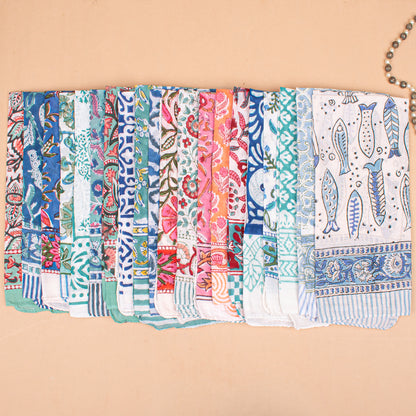 Set of 65 - Organic Block Printed Cotton Bandana, Handmade Lightweight Paisley Scarf, Boho Hair Or Neck Wrap, Sustainable Fashion Accessory, Eco-Friendly Gift