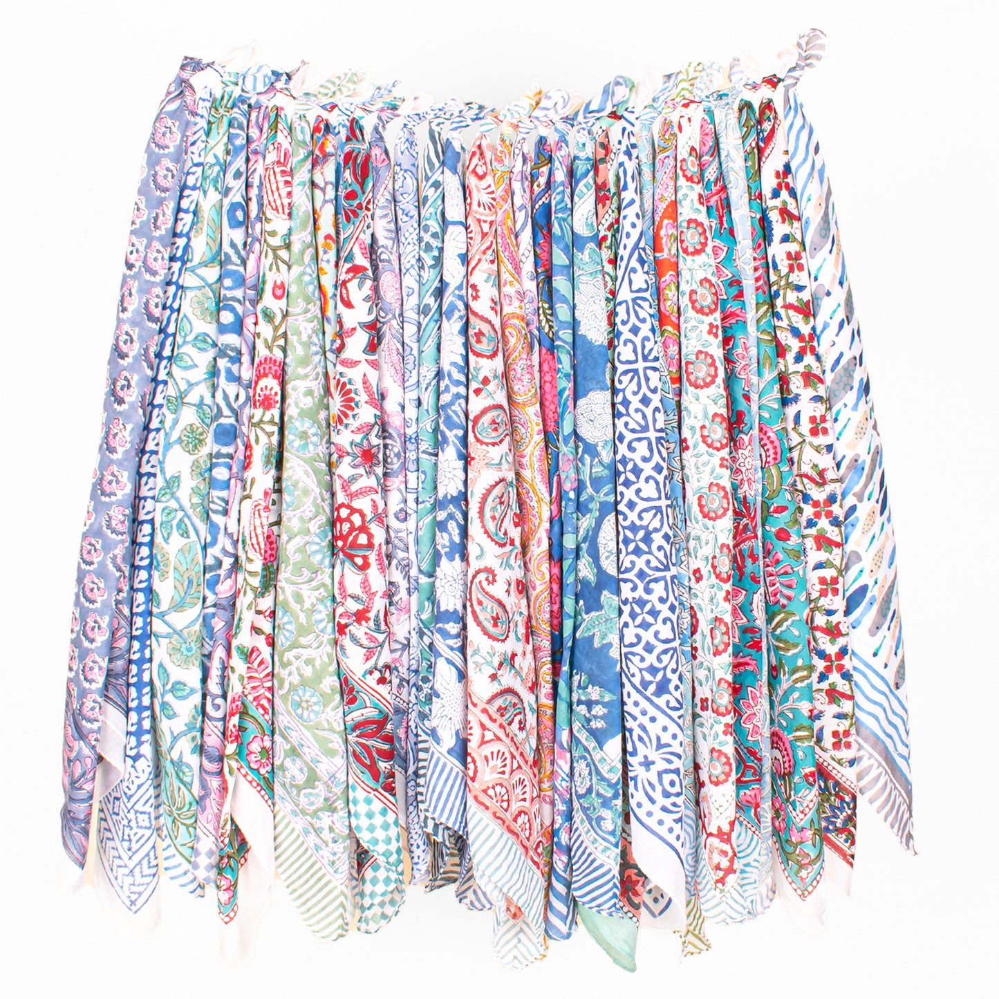 Set of 60 - Lightweight Organic Cotton Bandana, Block Printed Paisley & Floral Scarf, Handmade Hair Or Neck Wrap, Boho Unisex Sustainable Fashion Gift
