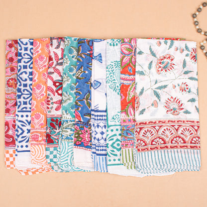 Set of 55 - Handmade Boho Cotton Bandana, Organic Block Printed Scarf, Paisley Hair Or Neck Wrap, Sustainable Unisex Fashion Accessory, Eco-Friendly Gift