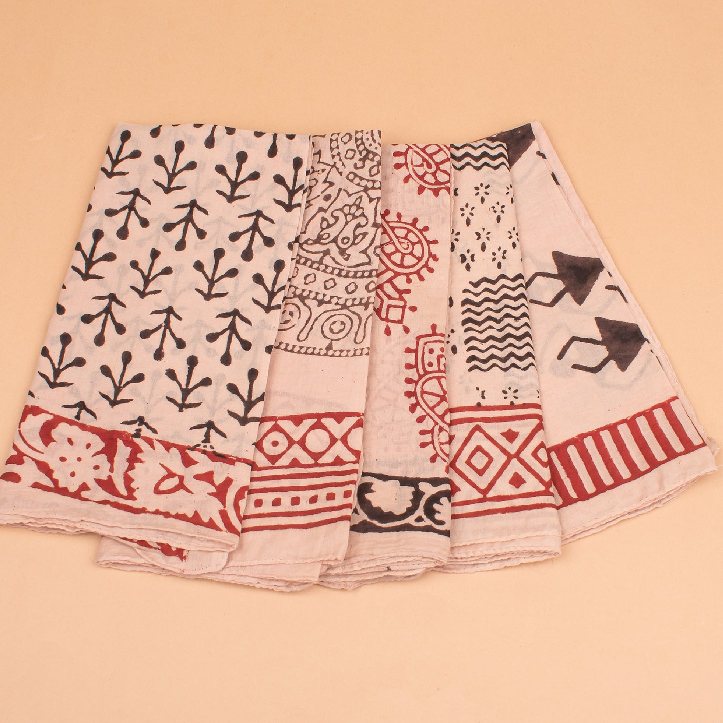 Set of 5 - Cotton Bandana, Hand Block Printed Paisley Scarf, Hair Or Neck Wrap, Boho Sustainable Accessory, Eco-Friendly Fashion Gift
