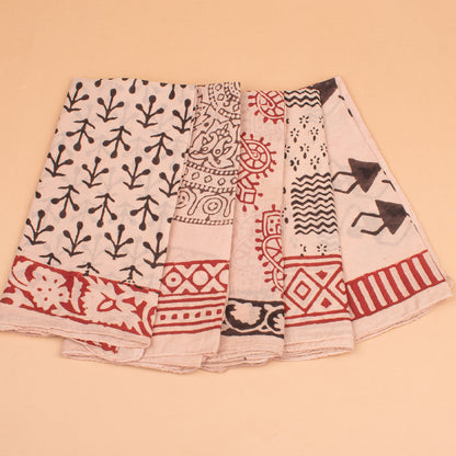 Set of 5 - Cotton Bandana, Hand Block Printed Paisley Scarf, Hair Or Neck Wrap, Boho Sustainable Accessory, Eco-Friendly Fashion Gift