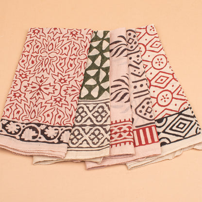 Set of 5 - Organic Boho Block Printed Cotton Bandana, Handmade Lightweight Scarf, Hair, Face Or Neck Wrap, Eco-Friendly Gift Idea For Pets, Bikers & All