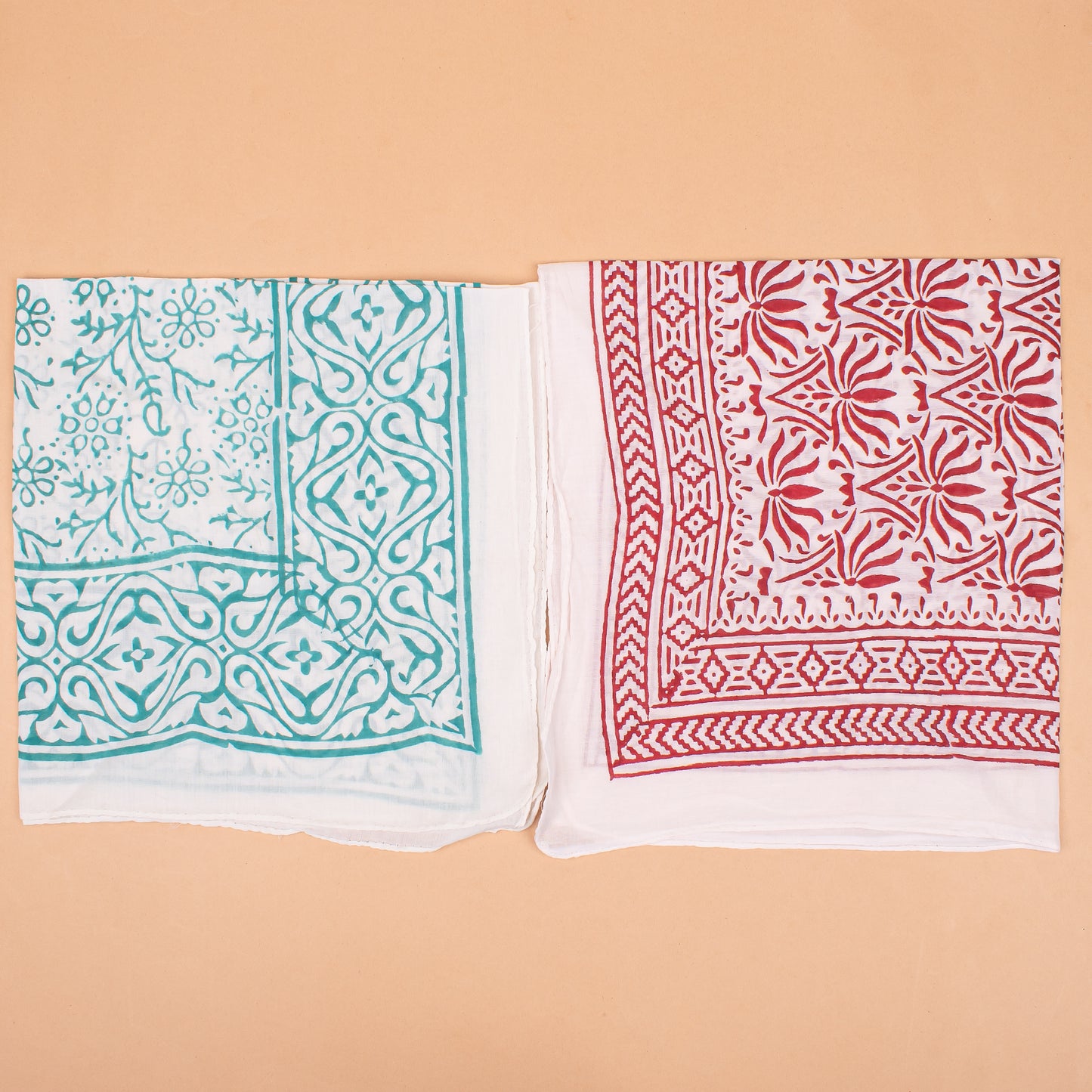 Set of 10 - Travel-Friendly Cotton Bandana Gift, Handmade Organic Scarf, Eco-Friendly Biker Wrap, Stylish Block Print Neck Accessory, Pet Cotton Square, Unisex Fashion Head Wrap