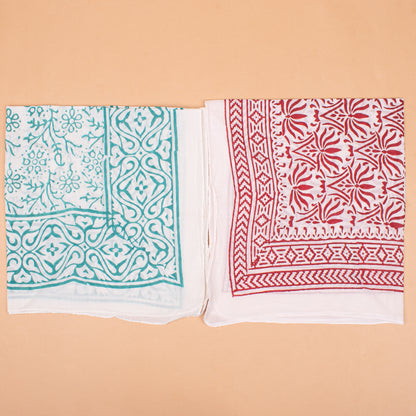 Set of 10 - Travel-Friendly Cotton Bandana Gift, Handmade Organic Scarf, Eco-Friendly Biker Wrap, Stylish Block Print Neck Accessory, Pet Cotton Square, Unisex Fashion Head Wrap