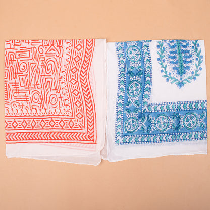 Set of 10 - Travel-Friendly Cotton Bandana Gift, Handmade Organic Scarf, Eco-Friendly Biker Wrap, Stylish Block Print Neck Accessory, Pet Cotton Square, Unisex Fashion Head Wrap