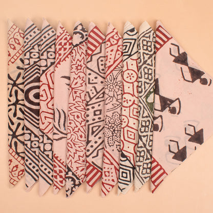 Set of 10 - Stylish Boho Cotton Bandana, Handmade Block Print Square Scarf, Organic Head Wrap, Pet Accessory Gift, Biker Fashion Wrap, Eco-Friendly Unisex Neck Scarf