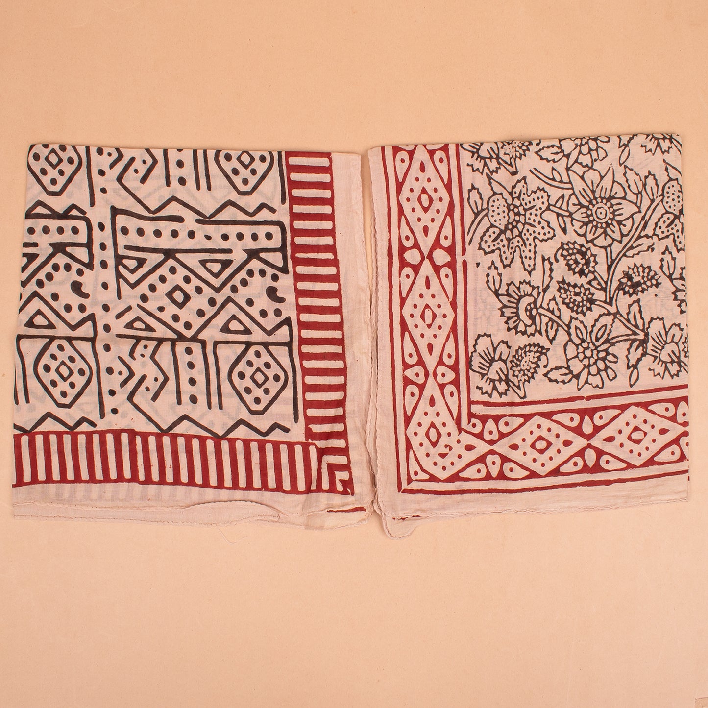 Set of 7 - Handmade Block Print Cotton Scarf, Stylish Organic Head Wrap, Boho Fashion Bandana Gift, Eco-Friendly Pet Dog Wrap, Biker Cotton Square Accessory, Unisex Scarf